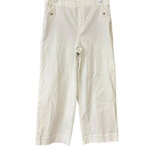 Spanx White Stretch Twill Cropped Wide Leg Shaping Tummy Control Pants Womens XL